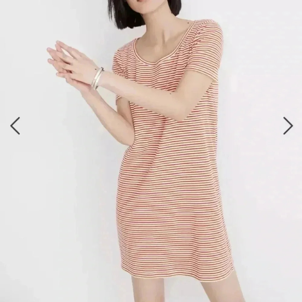 Madewell Swingy Tee Dress in Stripe Size S